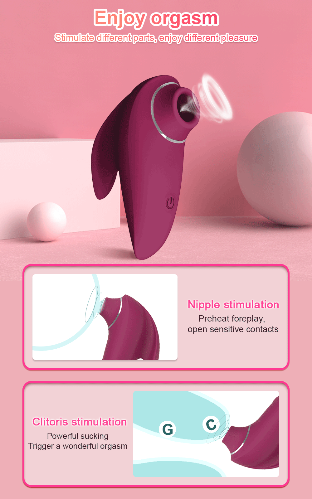 Sucking Vibrator Sex Toy Pink LucklessHolly Sucking Vibrator Sex Toy Pink LucklessHolly